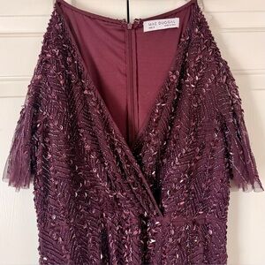 Mac Duggal Beaded Plum Maxi Dress Size 14 NWT